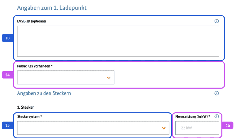 Angaben zum ersten Ladepunkt