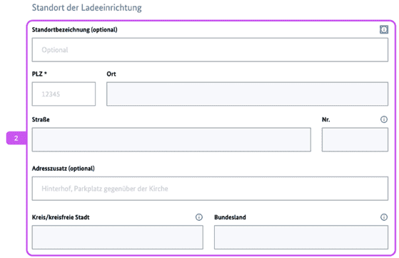 Standort der Ladestation